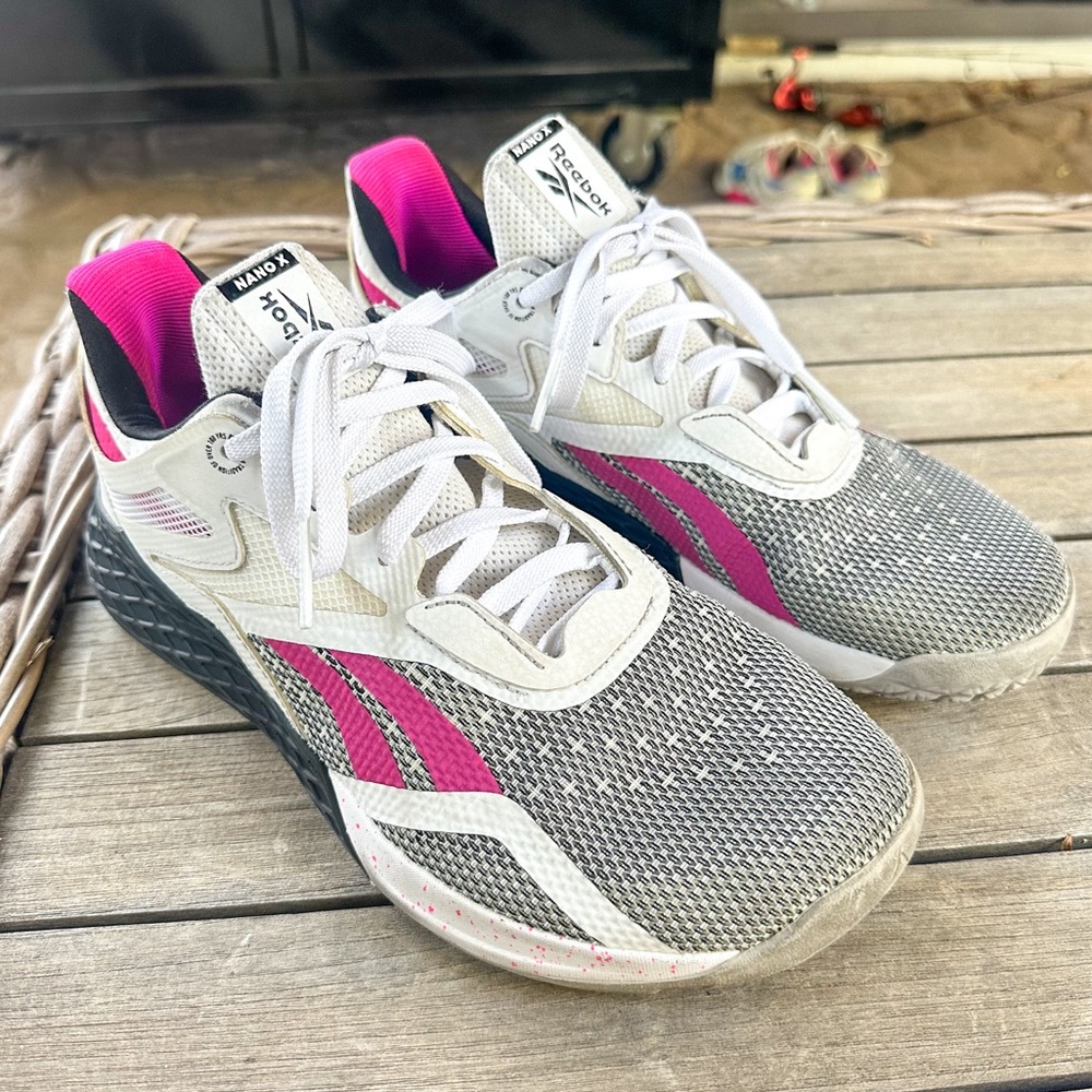 Reebok Nano X CrossFit Lifting Workout Shoes White Pink Size 9.5